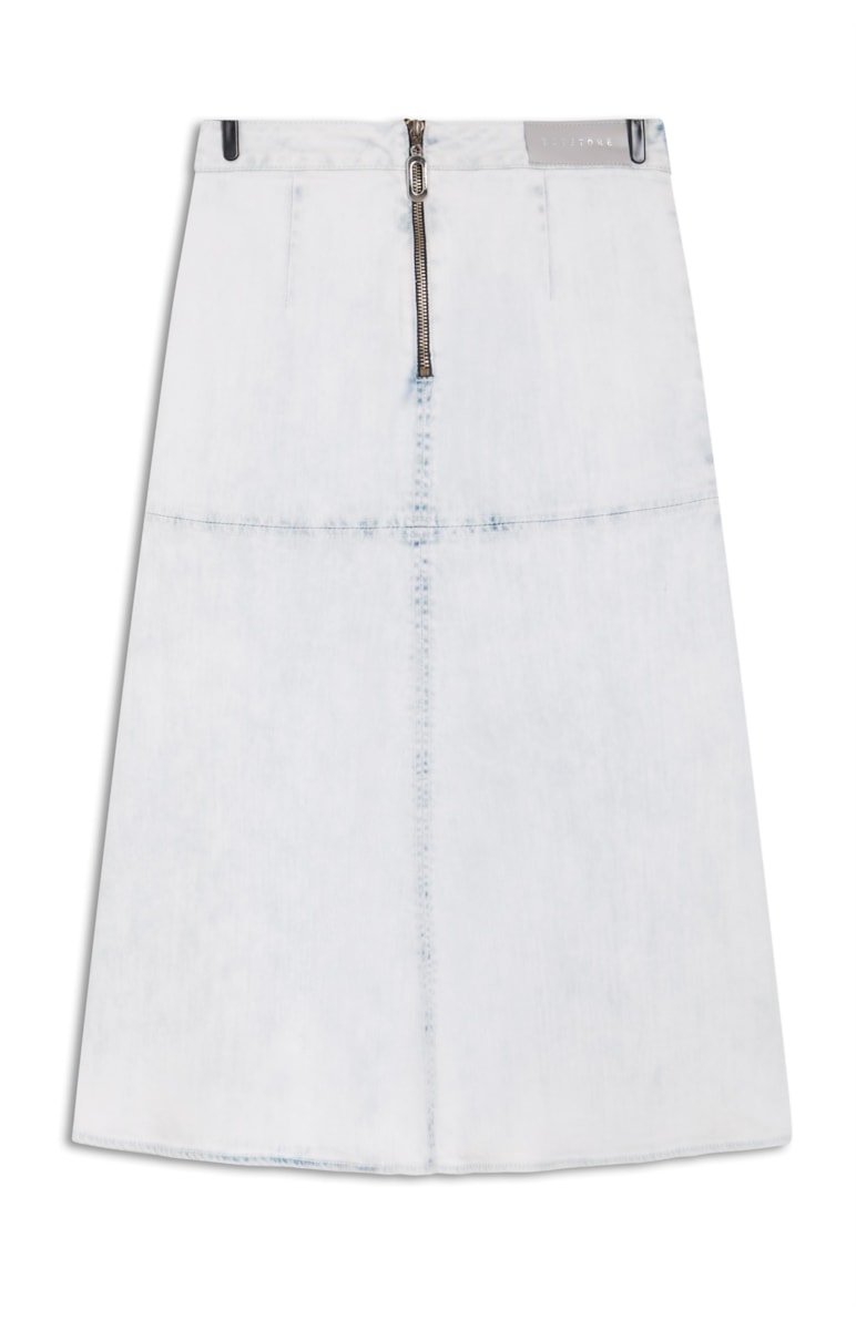 Saia Jeans Midi Prega Lav.Claro C/ Reserva