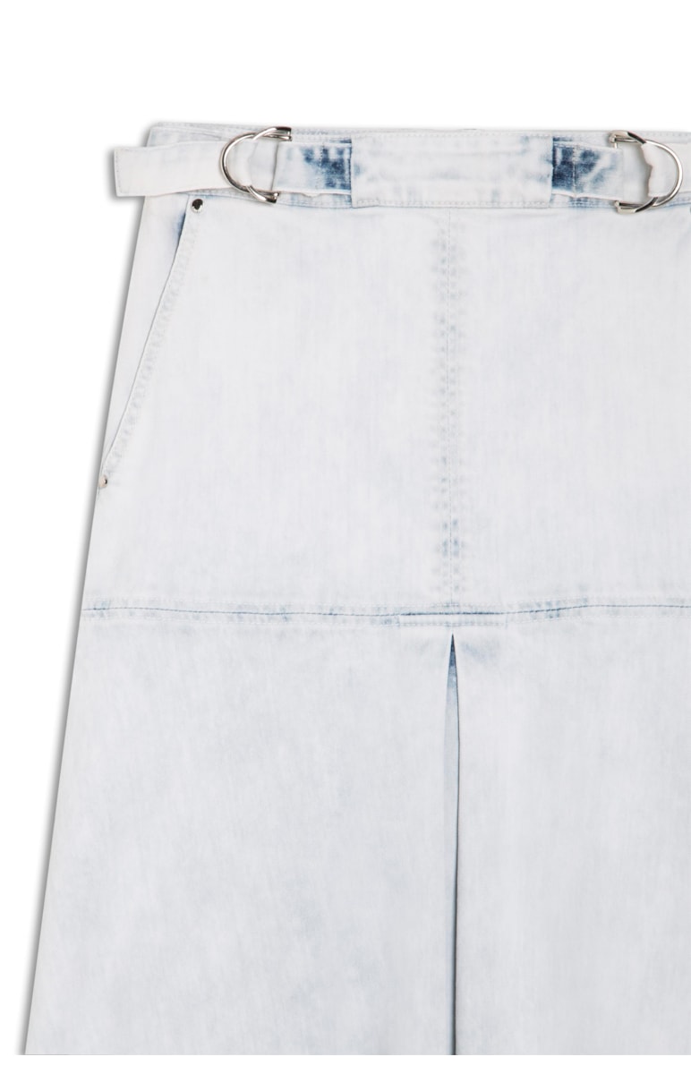 Saia Jeans Midi Prega Lav.Claro C/ Reserva