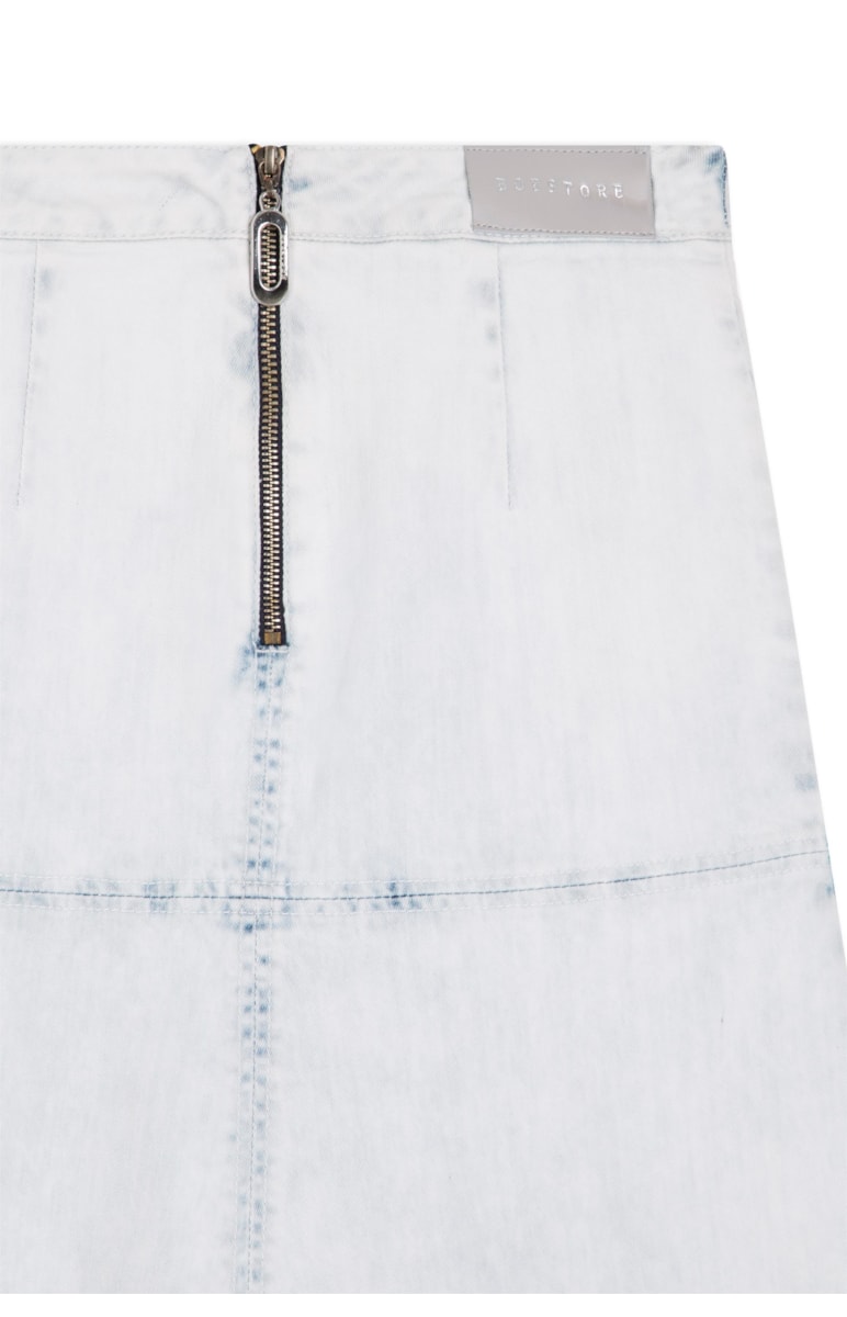 Saia Jeans Midi Prega Lav.Claro C/ Reserva