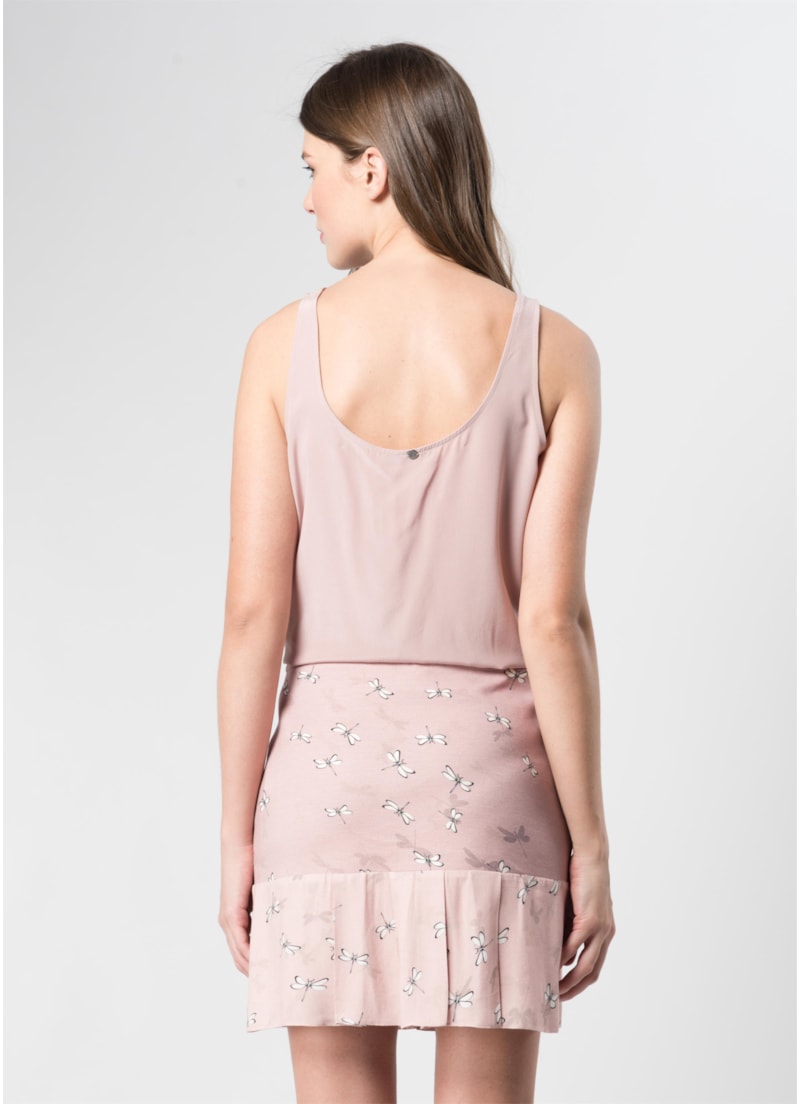 Saia Libélula Pregas Estampado Rose