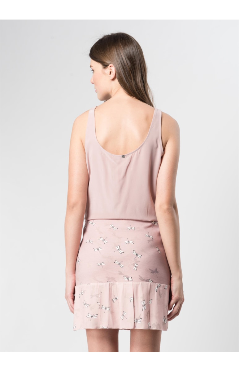 Saia Libélula Pregas Estampado Rose