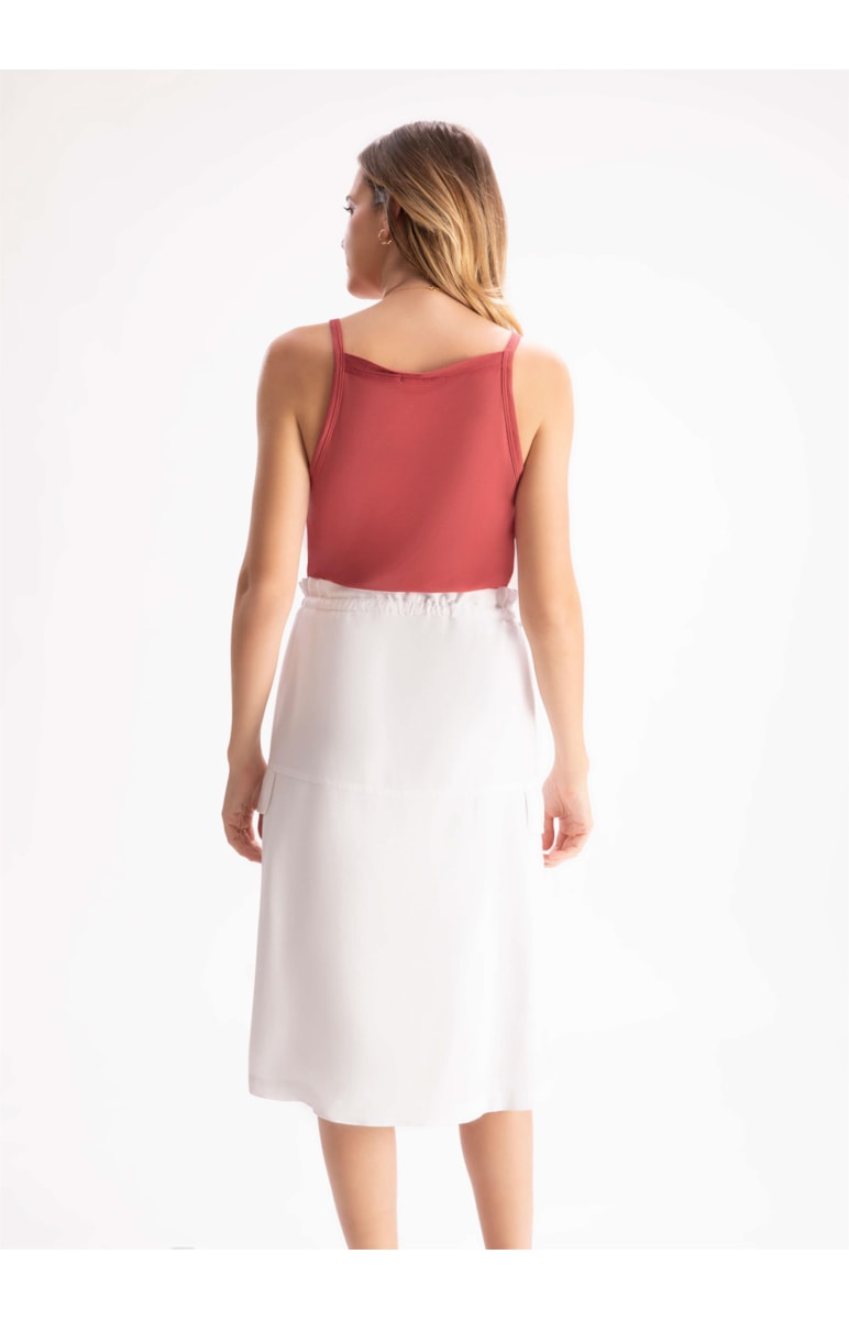 Saia Linho Midi Washed Cargo Branco