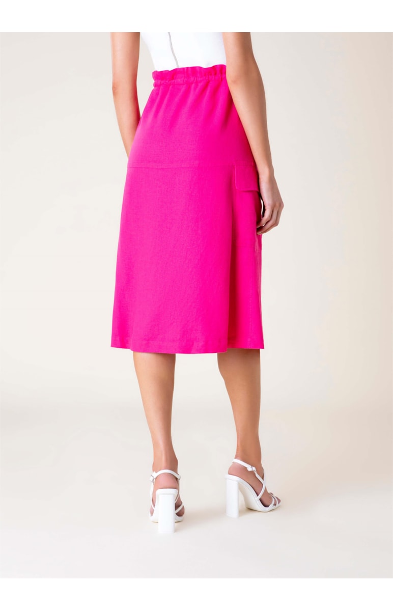 Saia Linho Midi Washed Cargo Rosa Gum