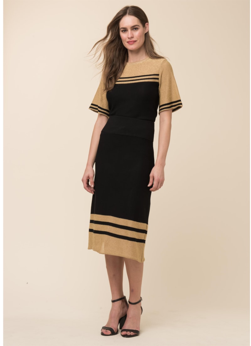 Saia Listra Lurex Preto