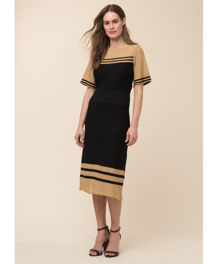 Saia Listra Lurex Preto