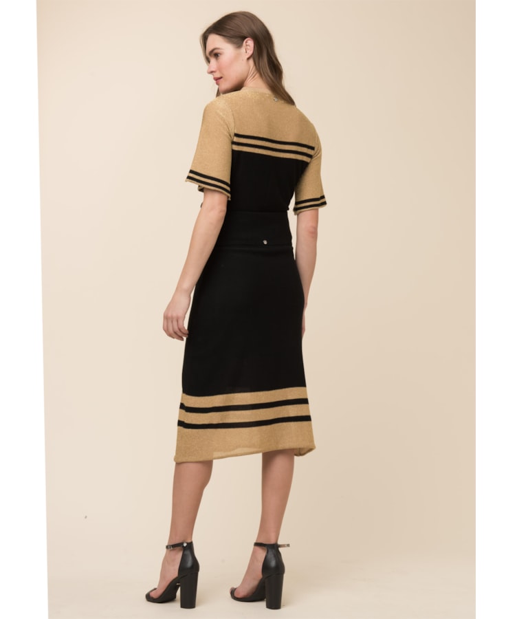 Saia Listra Lurex Preto