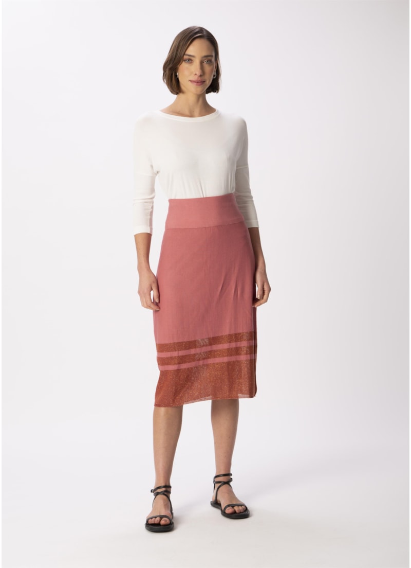 Saia Listra Lurex Rosa Velho