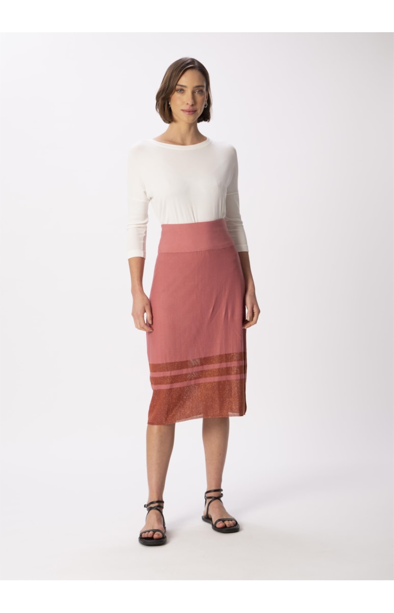 Saia Listra Lurex Rosa Velho