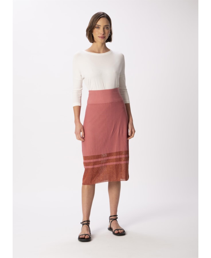 Saia Listra Lurex Rosa Velho