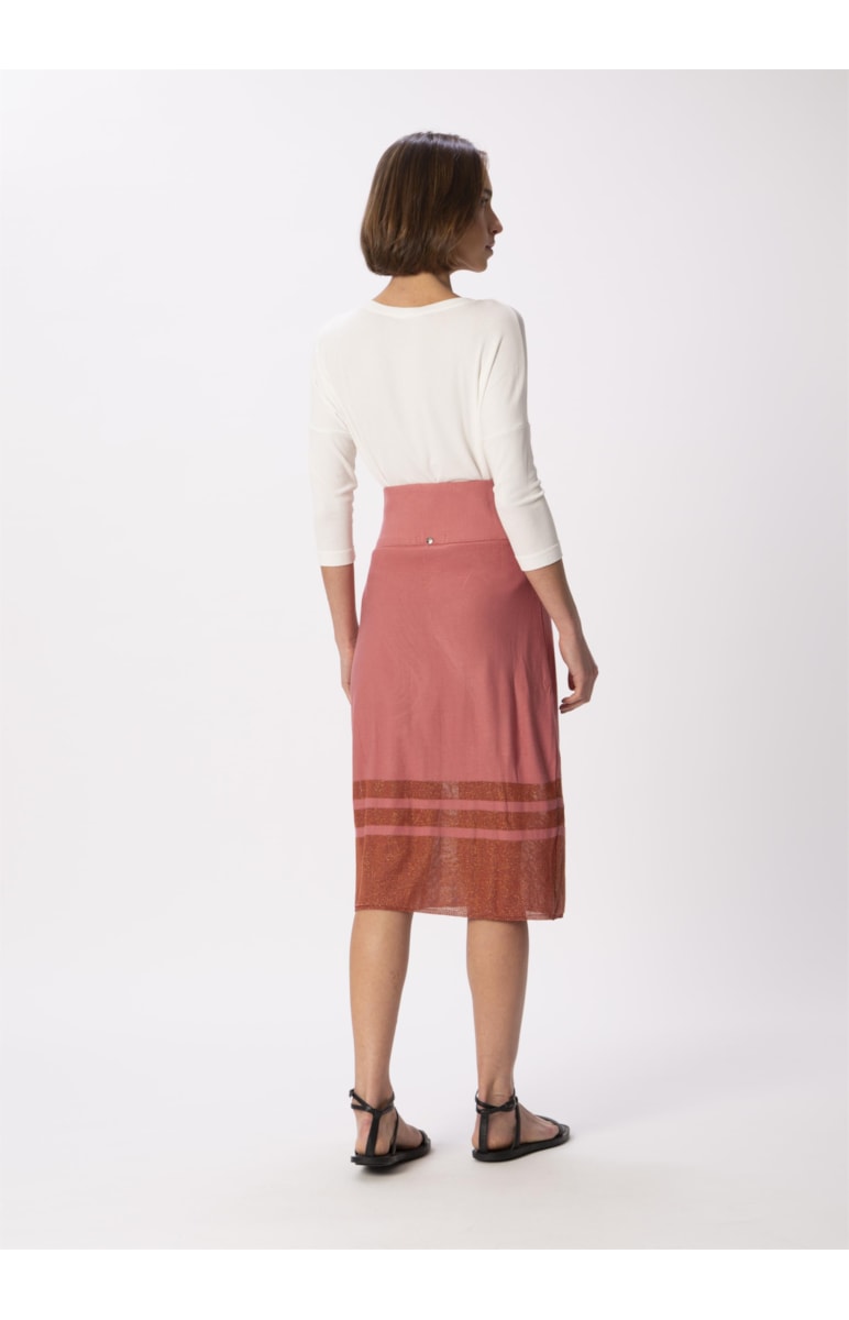 Saia Listra Lurex Rosa Velho