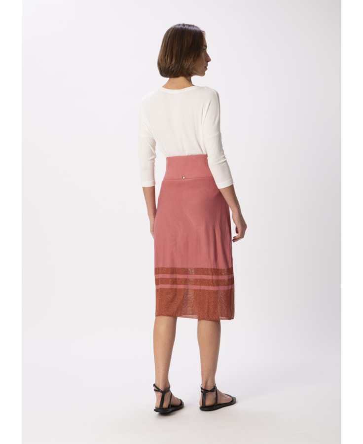 Saia Listra Lurex Rosa Velho