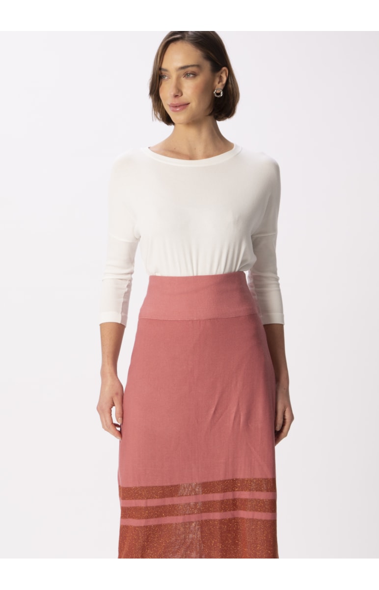 Saia Listra Lurex Rosa Velho