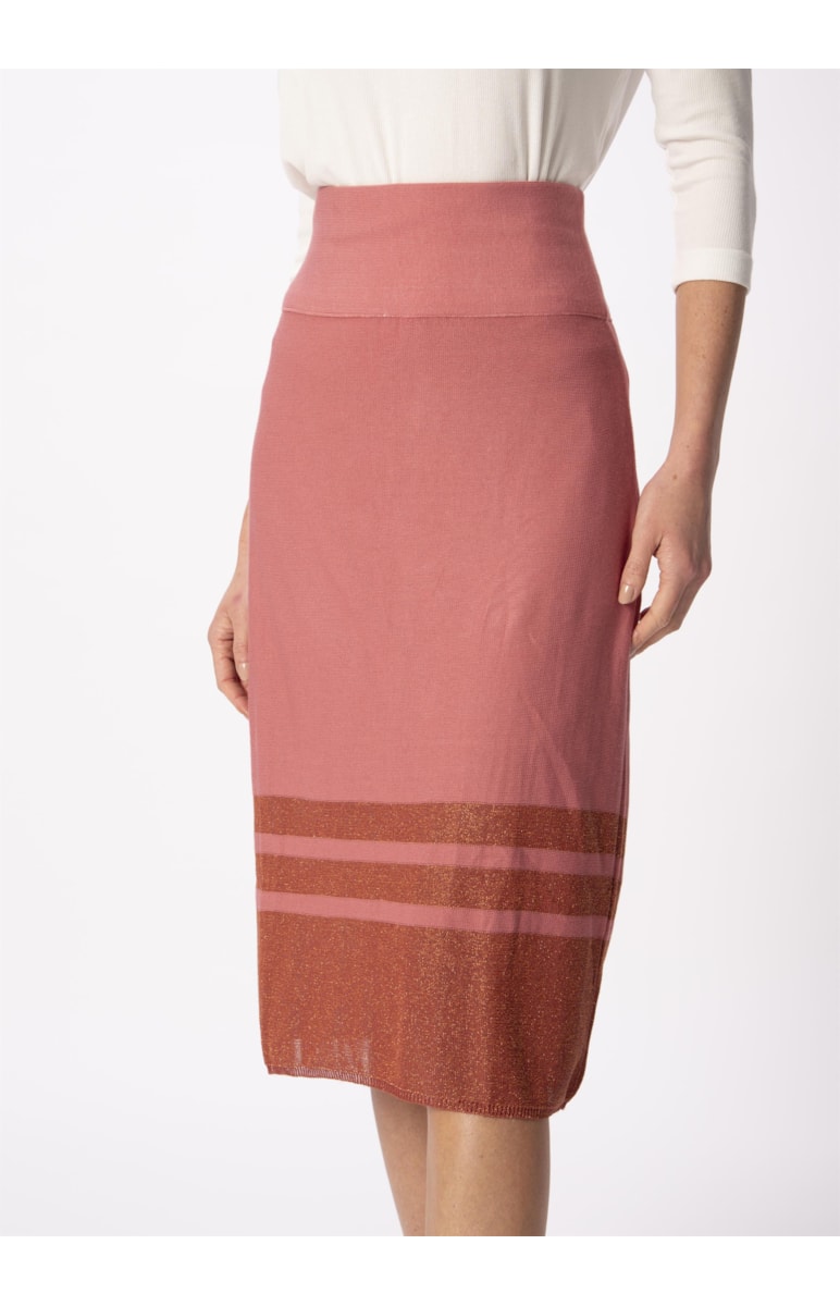 Saia Listra Lurex Rosa Velho