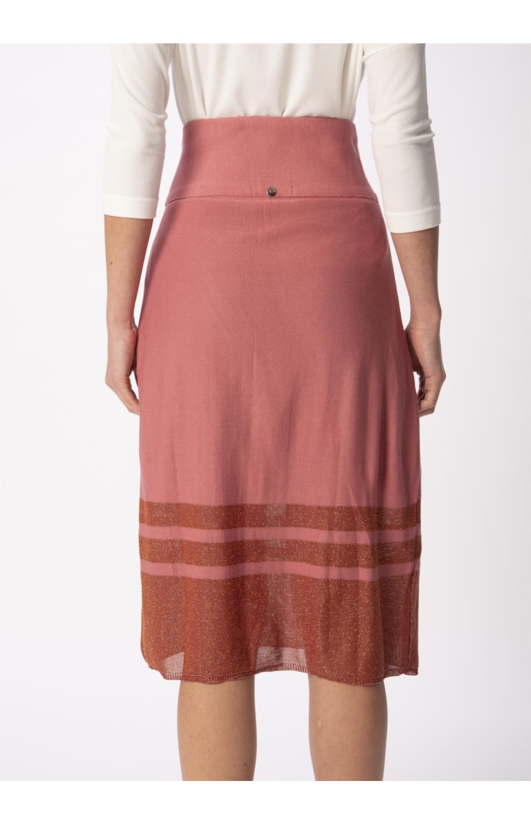 Saia Listra Lurex Rosa Velho
