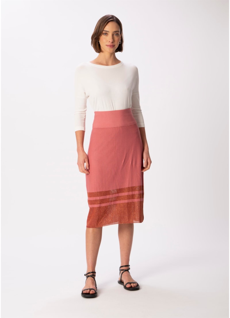 Saia Listra Lurex Rosa Velho