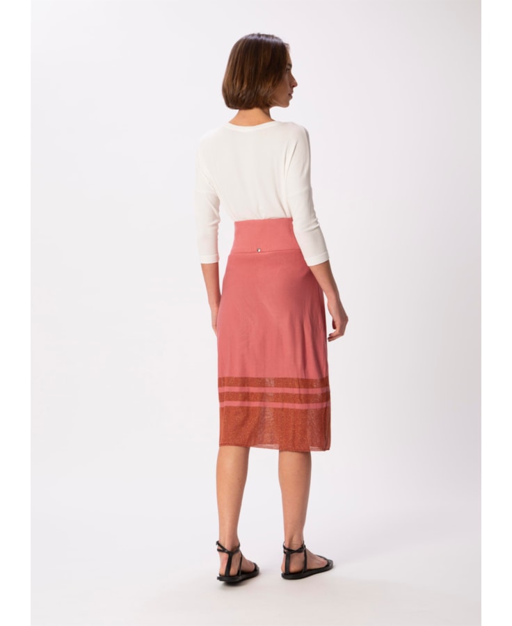 Saia Listra Lurex Rosa Velho