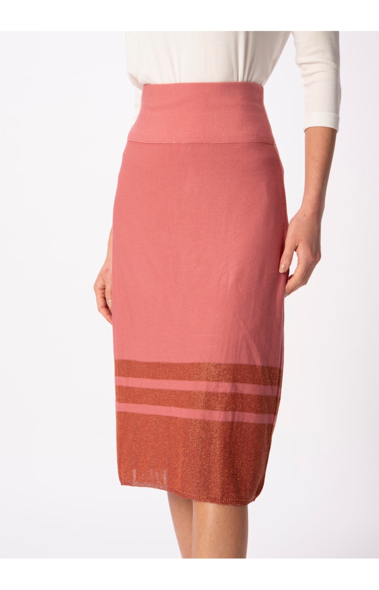 Saia Listra Lurex Rosa Velho