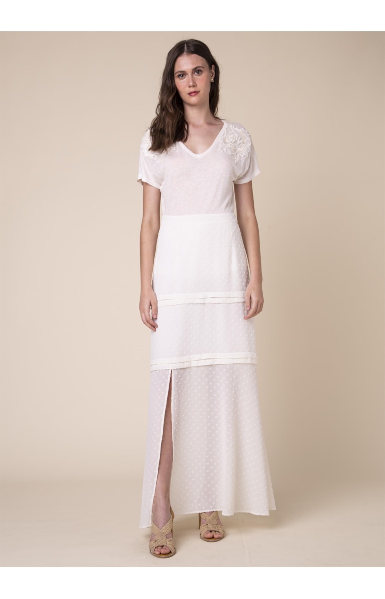 Saia Longa Camadas Off White