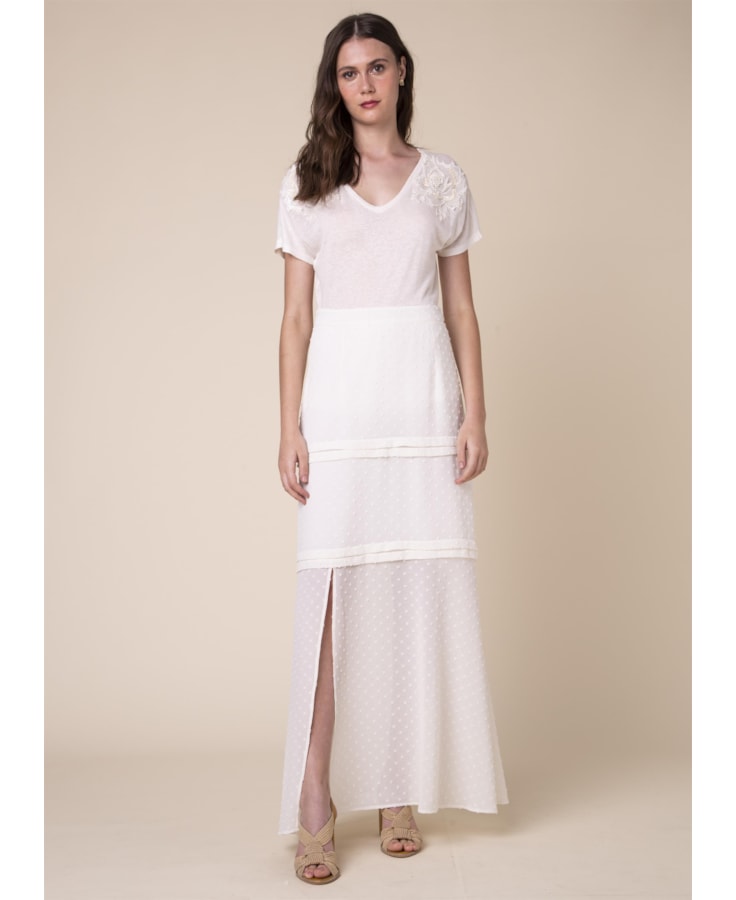 Saia Longa Camadas Off White