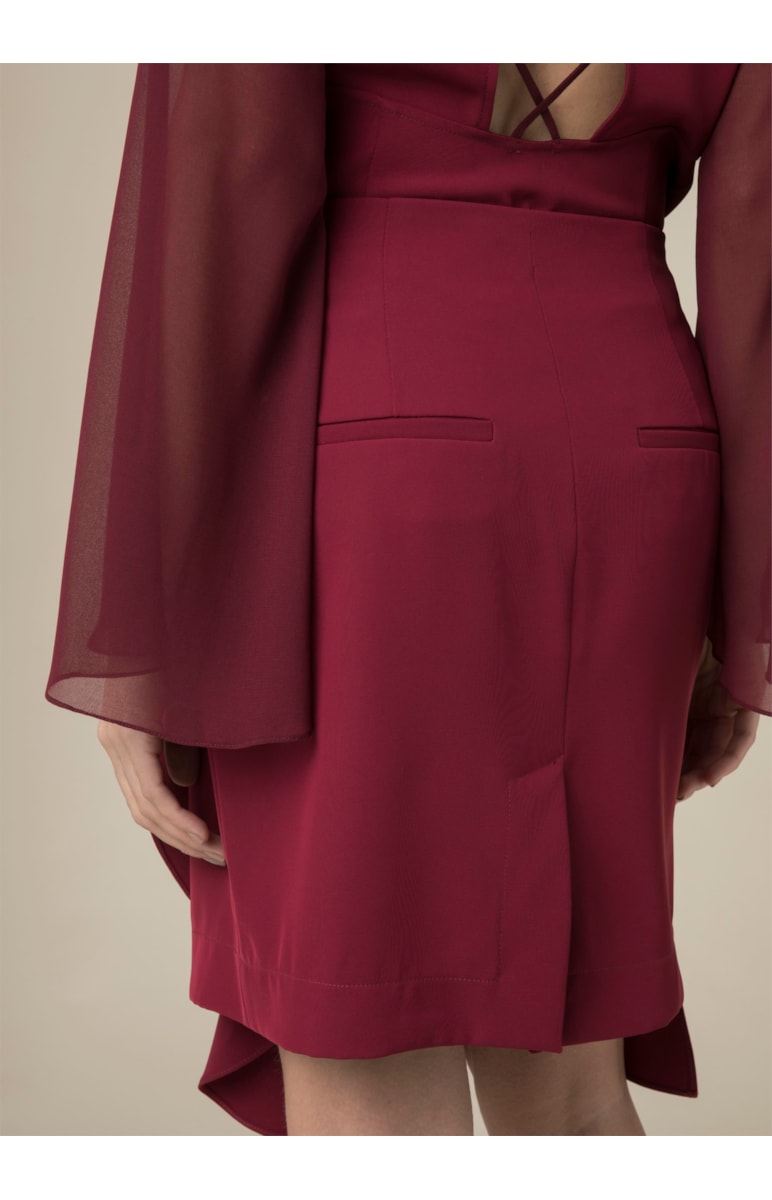 Saia Midi Babado Dark Wine