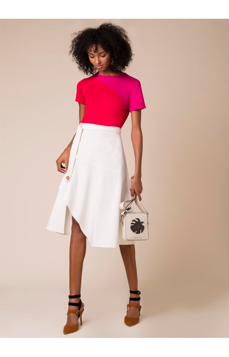 Saia Midi Color Babado Off White