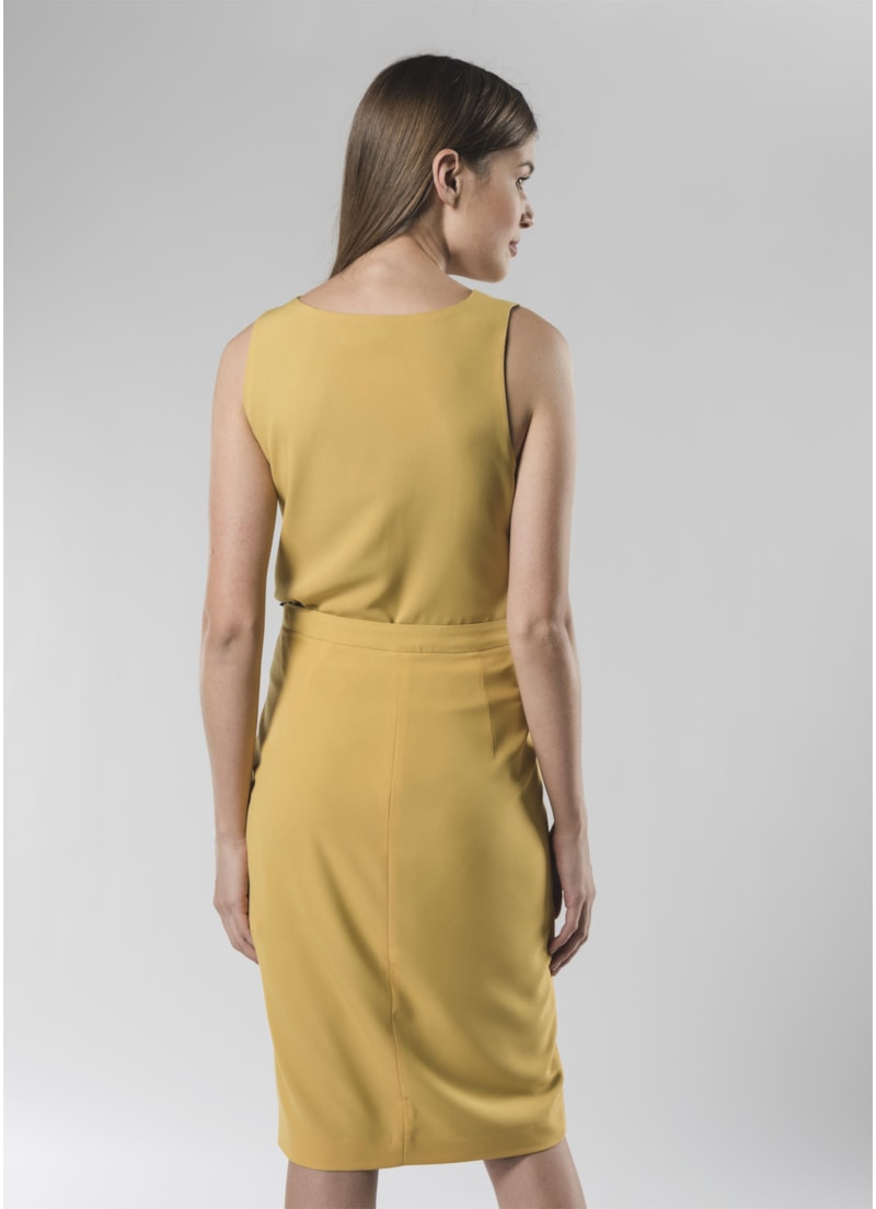 Saia Midi Cos Contrastante Amarelo