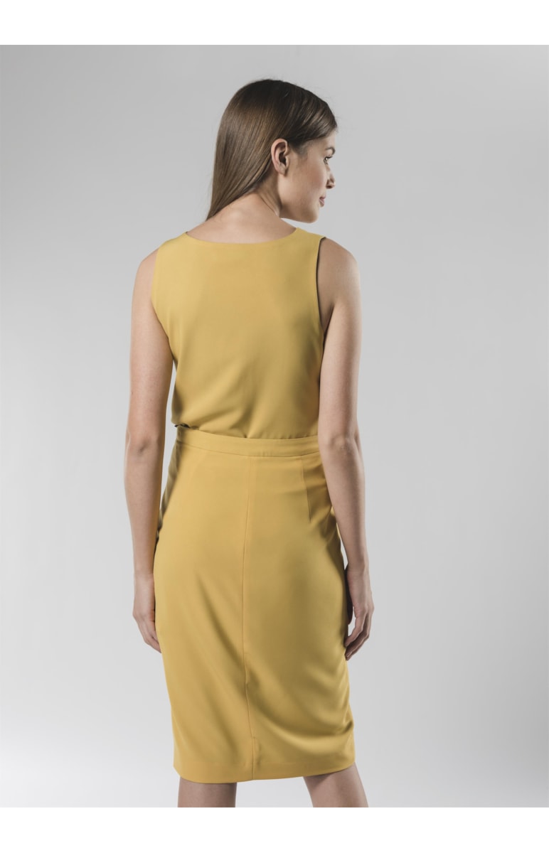 Saia Midi Cos Contrastante Amarelo