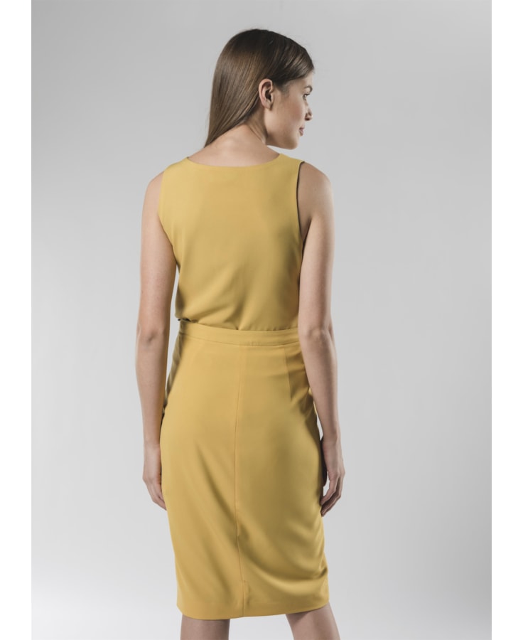 Saia Midi Cos Contrastante Amarelo