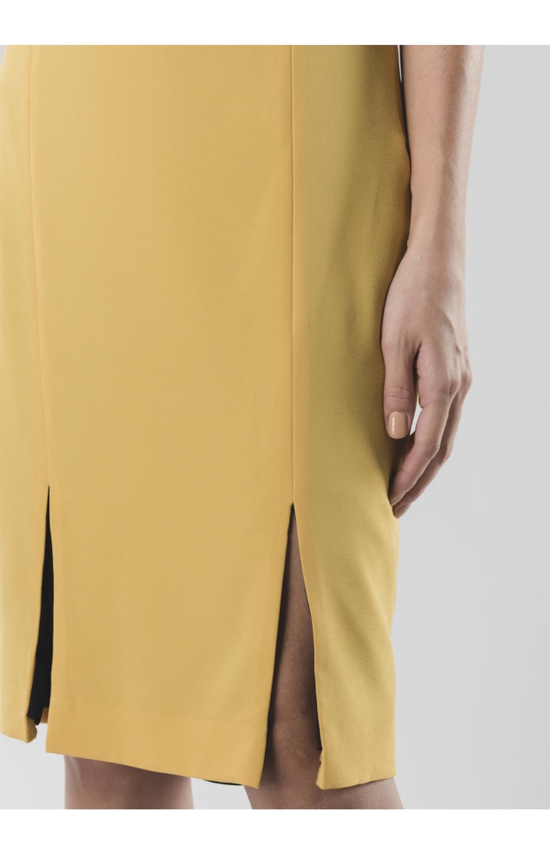 Saia Midi Cos Contrastante Amarelo