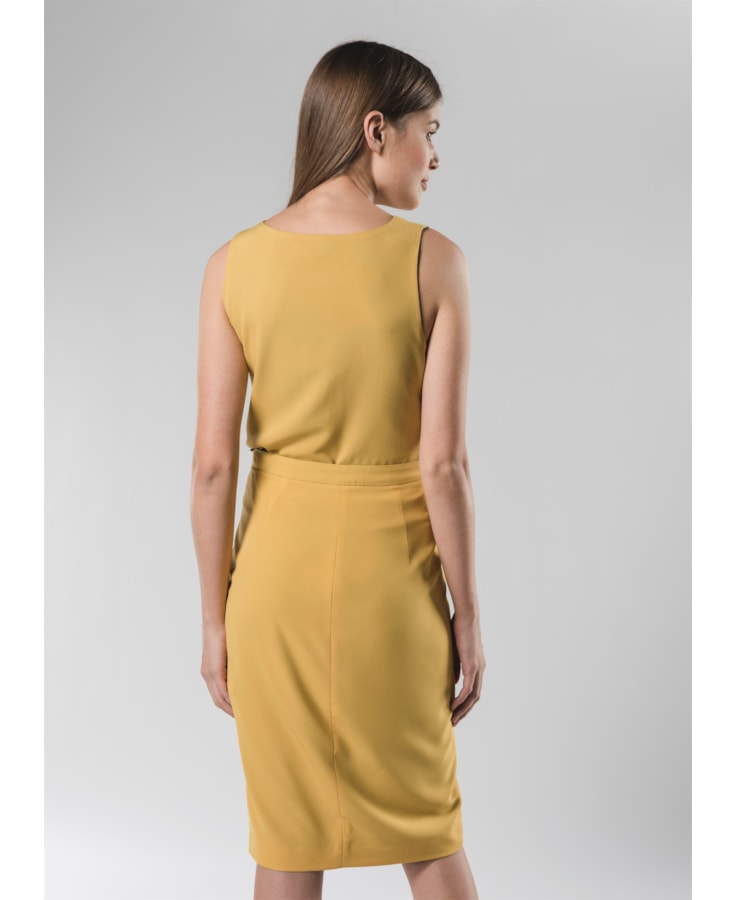 Saia Midi Cos Contrastante Amarelo