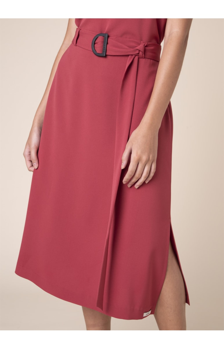 Saia Midi Crepe Vinho