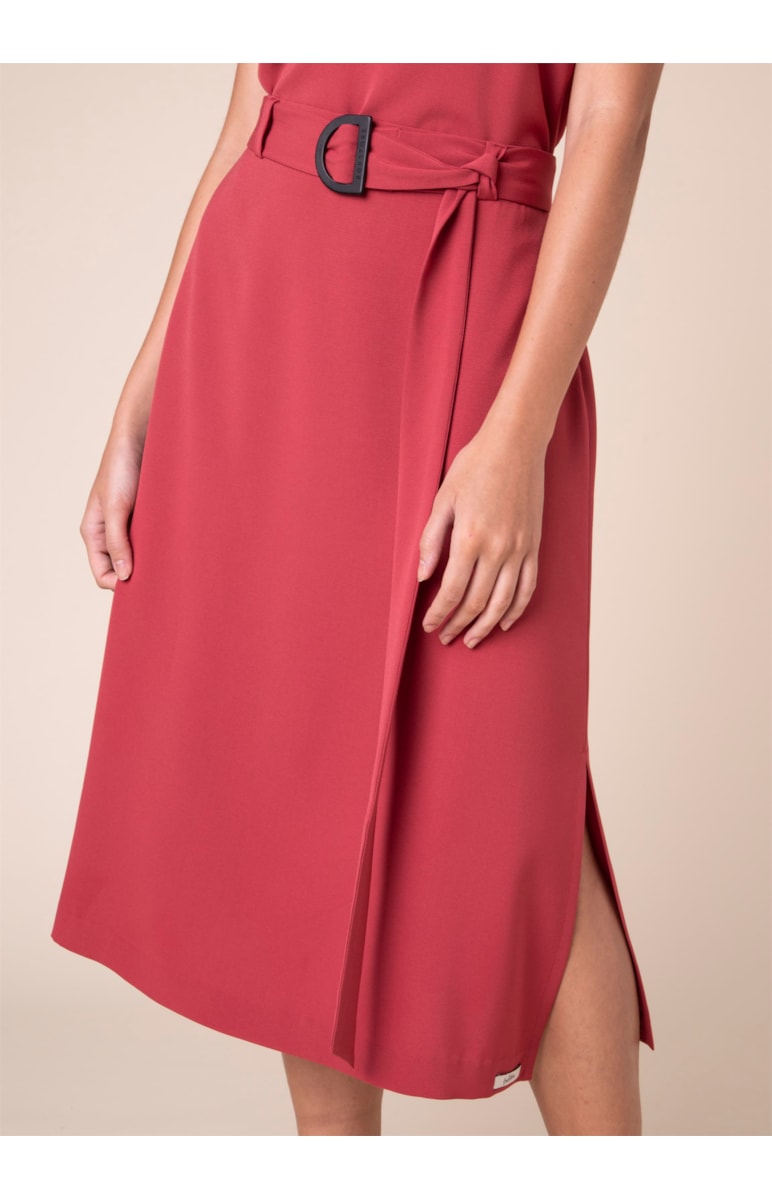 Saia Midi Crepe Vinho