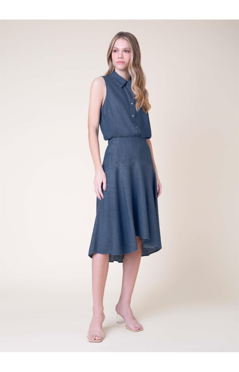Saia Midi Denim Lav.Medio Destroyer Plus