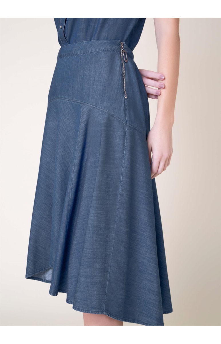 Saia Midi Denim Lav.Medio Destroyer Plus