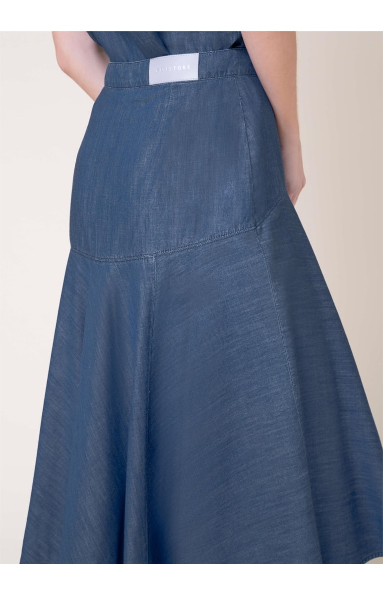 Saia Midi Denim Lav.Medio Destroyer Plus