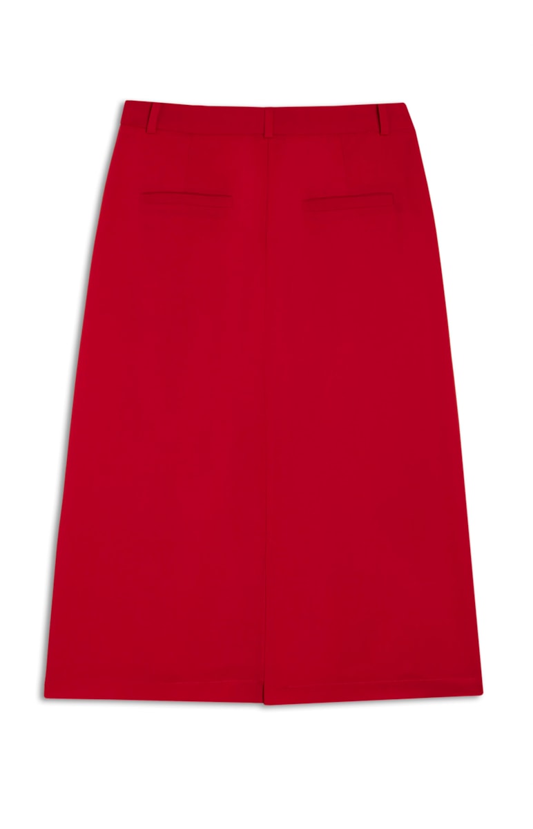 Saia Midi Fendas Frontais Vermelho