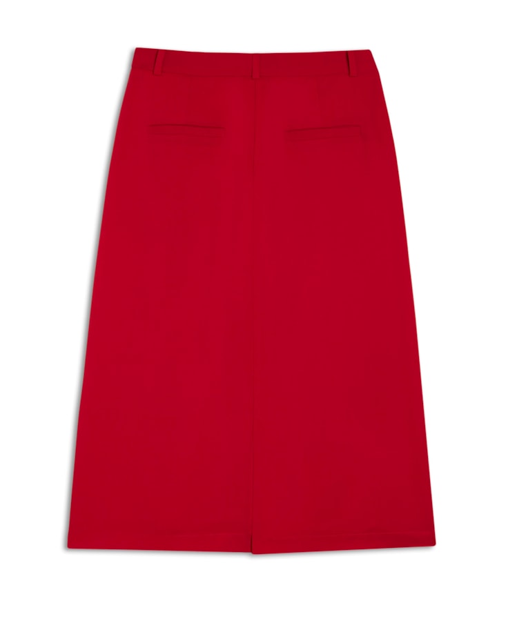 Saia Midi Fendas Frontais Vermelho