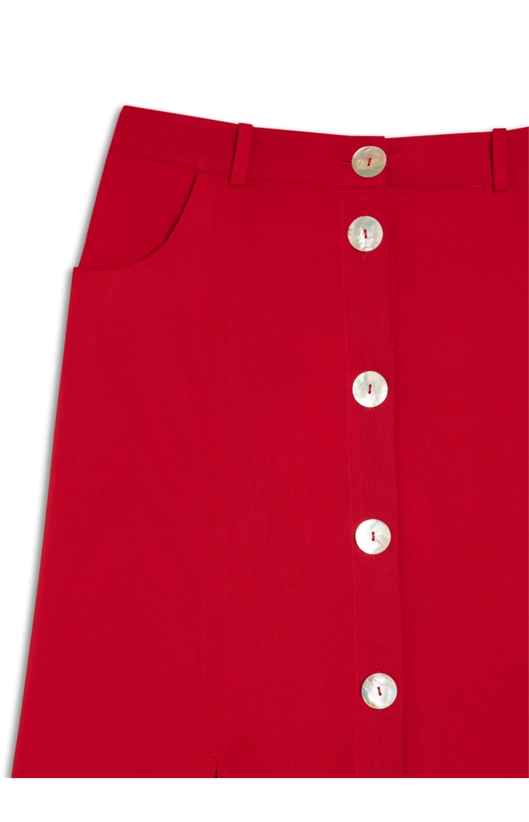Saia Midi Fendas Frontais Vermelho