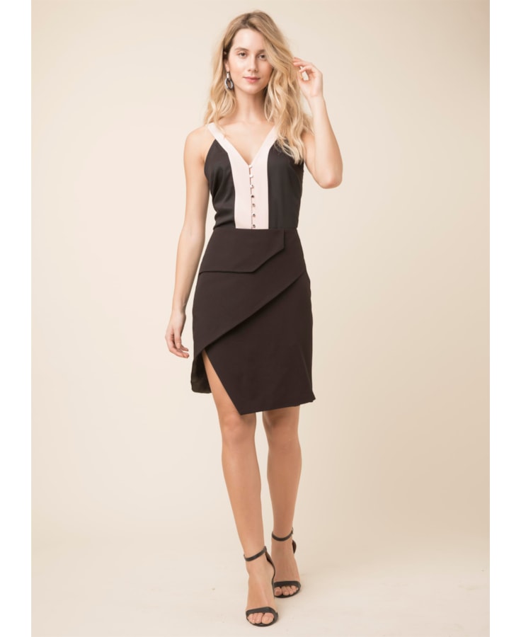Saia Midi Geometrica Preto