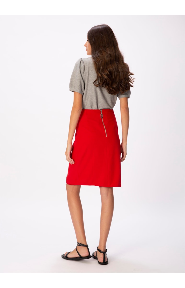 Saia Midi Geometrica Vermelho