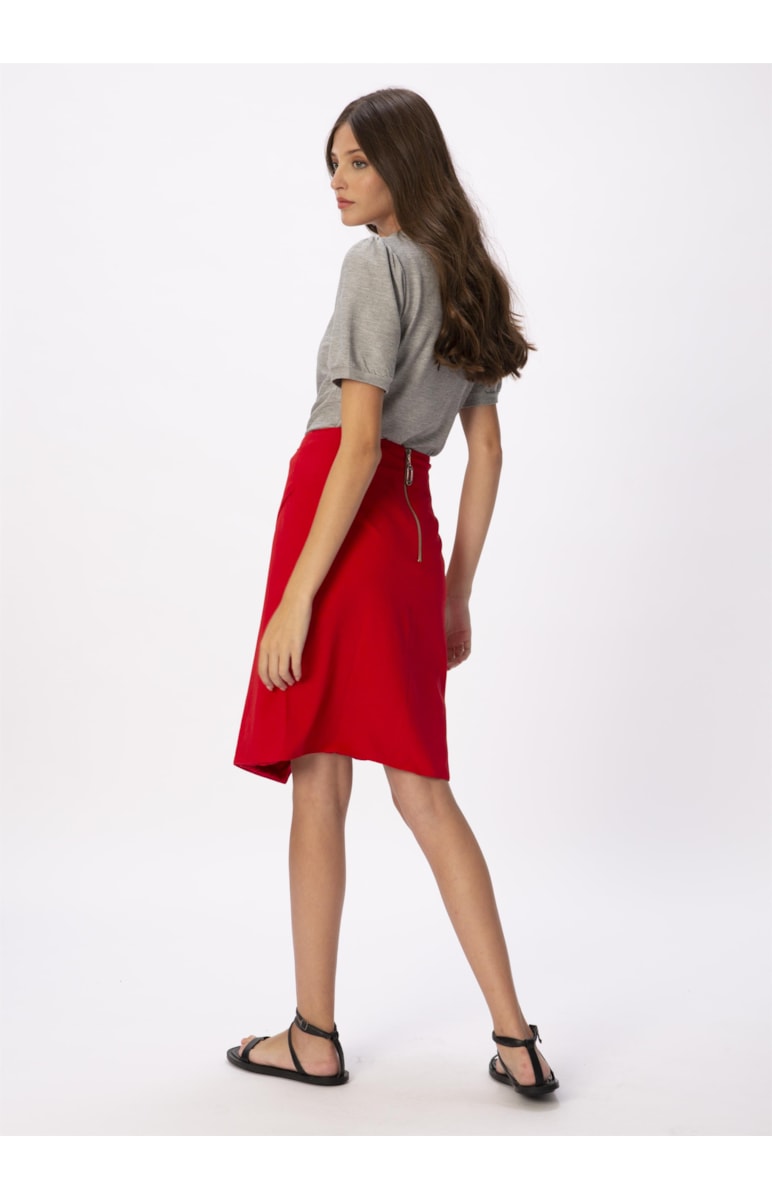Saia Midi Geometrica Vermelho