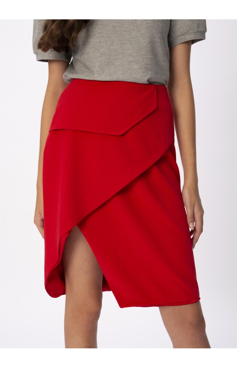 Saia Midi Geometrica Vermelho