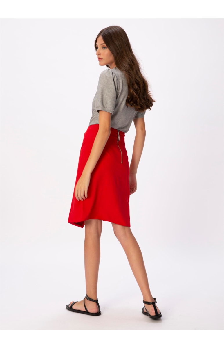Saia Midi Geometrica Vermelho