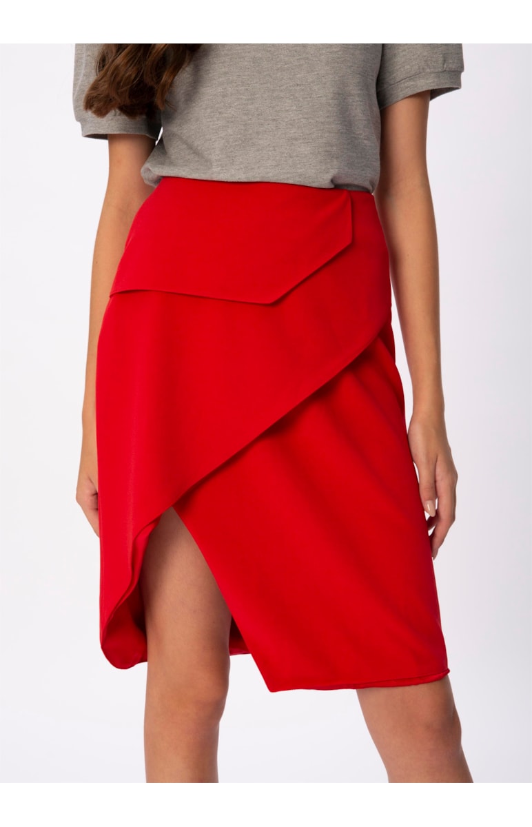 Saia Midi Geometrica Vermelho
