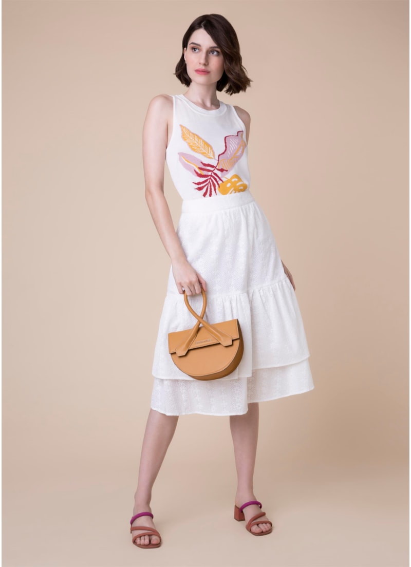 Saia Midi Laise Camadas Branco