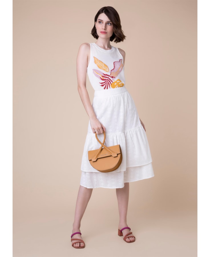 Saia Midi Laise Camadas Branco