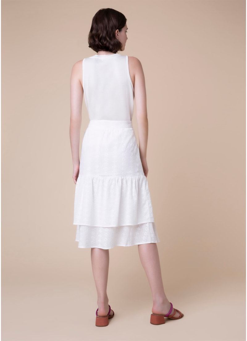 Saia Midi Laise Camadas Branco