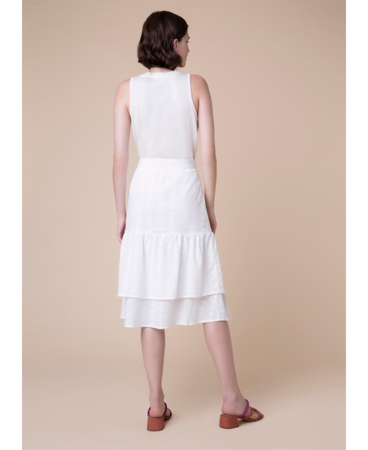 Saia Midi Laise Camadas Branco