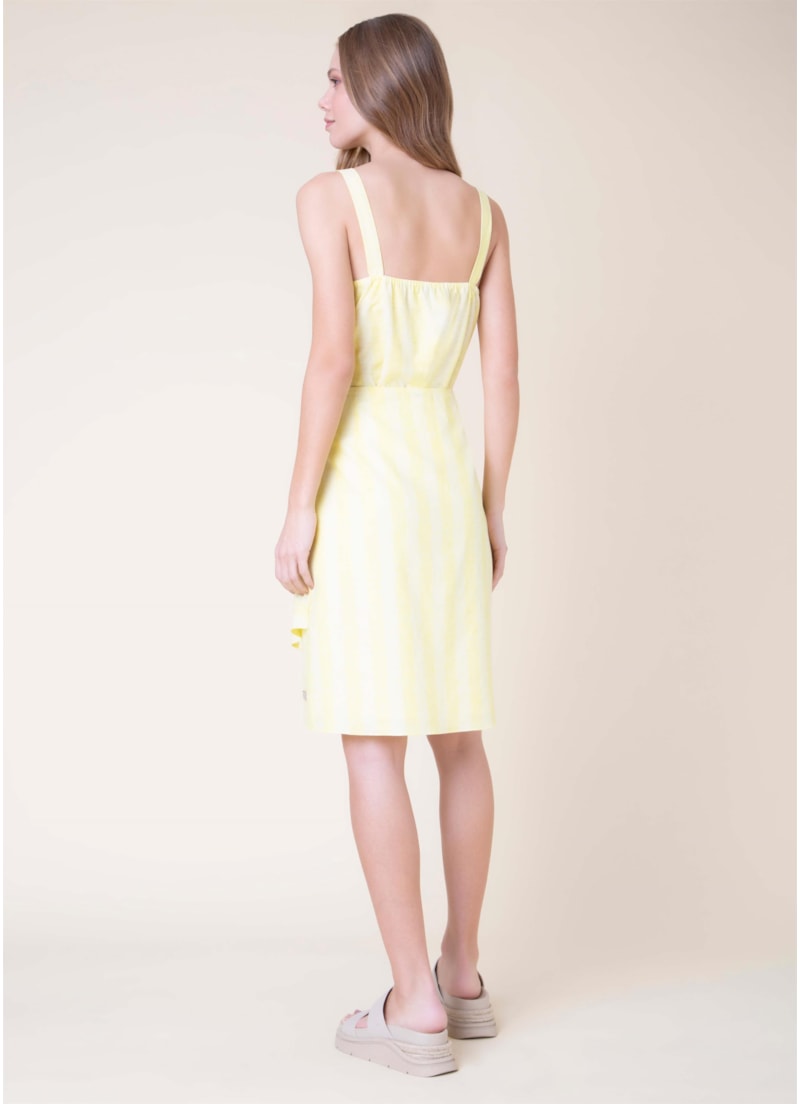 Saia Midi Linho Stripes Amarelo