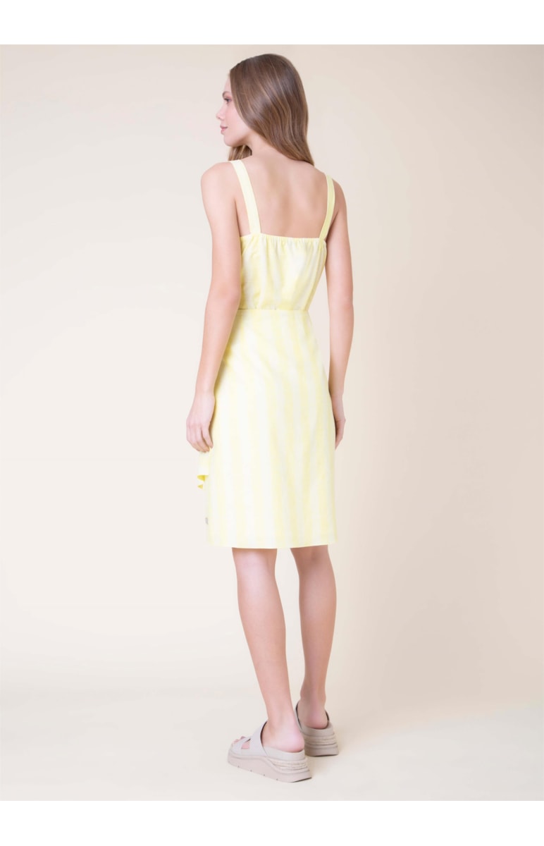 Saia Midi Linho Stripes Amarelo